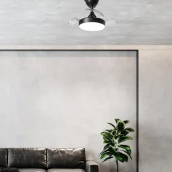 Ventilatori Da Soffitto-Selezionato da Mazzolaluce Lampadario con pale ventilatore nero con telecomando pale a scomparsa motorizzate 13mq