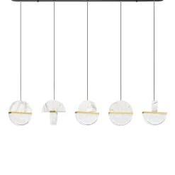 Lampadari Moderni-Selezionato da Mazzolaluce Lampadario con pendenti di marmo bianco e vetro design per tavolo sala da pranzo