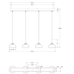 Lampadari Moderni-Fabas Luce Lampadario con pendenti in vetro per tavolo arabella