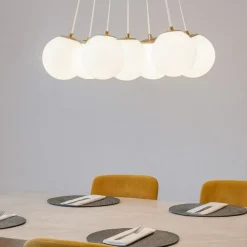 Lampadari Moderni-Vivida International Lampadario con pendenti vetro bianco oro rosa vivida pearl
