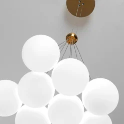 Lampadari Moderni-Vivida International Lampadario con pendenti vetro bianco oro rosa vivida pearl