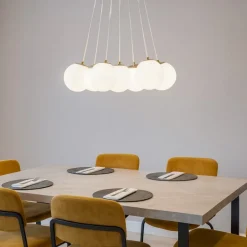 Lampadari Moderni-Vivida International Lampadario con pendenti vetro bianco oro rosa vivida pearl