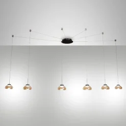 Lampadari Moderni-Fabas Luce Lampadario con sospensioni decentrate vetri ambra fabas arabella