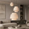 Lampadari Moderni-Selezionato da Mazzolaluce Lampadario con sospensioni di tessuto a grappolo beige