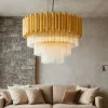 Lampadari Moderni-Selezionato da Mazzolaluce Lampadario contemporaneo con cristalli 40 cm oro design
