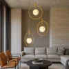 Lampadari Moderni-Selezionato da Mazzolaluce Lampadario contemporaneo led 3000k 3 sospensione oro vetri decorati
