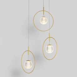 Lampadari Moderni-Selezionato da Mazzolaluce Lampadario contemporaneo led 3000k 3 sospensione oro vetri decorati