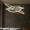Lampadari Moderni-Selezionato da Mazzolaluce Lampadario contemporaneo led 3000k anelli con cristalli cromo