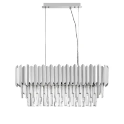 Lampadari Moderni-Selezionato da Mazzolaluce Lampadario contemporaneo per tavolo da pranzo cromo e cristalli