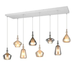 Lampadari Moderni-Selezionato da Mazzolaluce Lampadario con vetri ambra cromo 8 pendenti per tavolo sala da pranzo