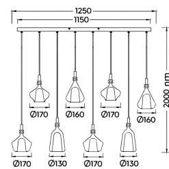 Lampadari Moderni-Selezionato da Mazzolaluce Lampadario con vetri ambra cromo 8 pendenti per tavolo sala da pranzo