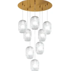 Lampadari Moderni-Top Light Lampadario con vetro trasparente toplight tender oro per salone