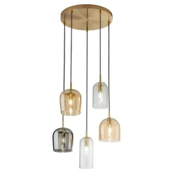 Lampadari Moderni-Perenz Illuminazione Lampadario coro perenz 5 pendenti vetri multicolor per salotto