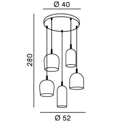 Lampadari Moderni-Perenz Illuminazione Lampadario coro perenz 5 pendenti vetri multicolor per salotto
