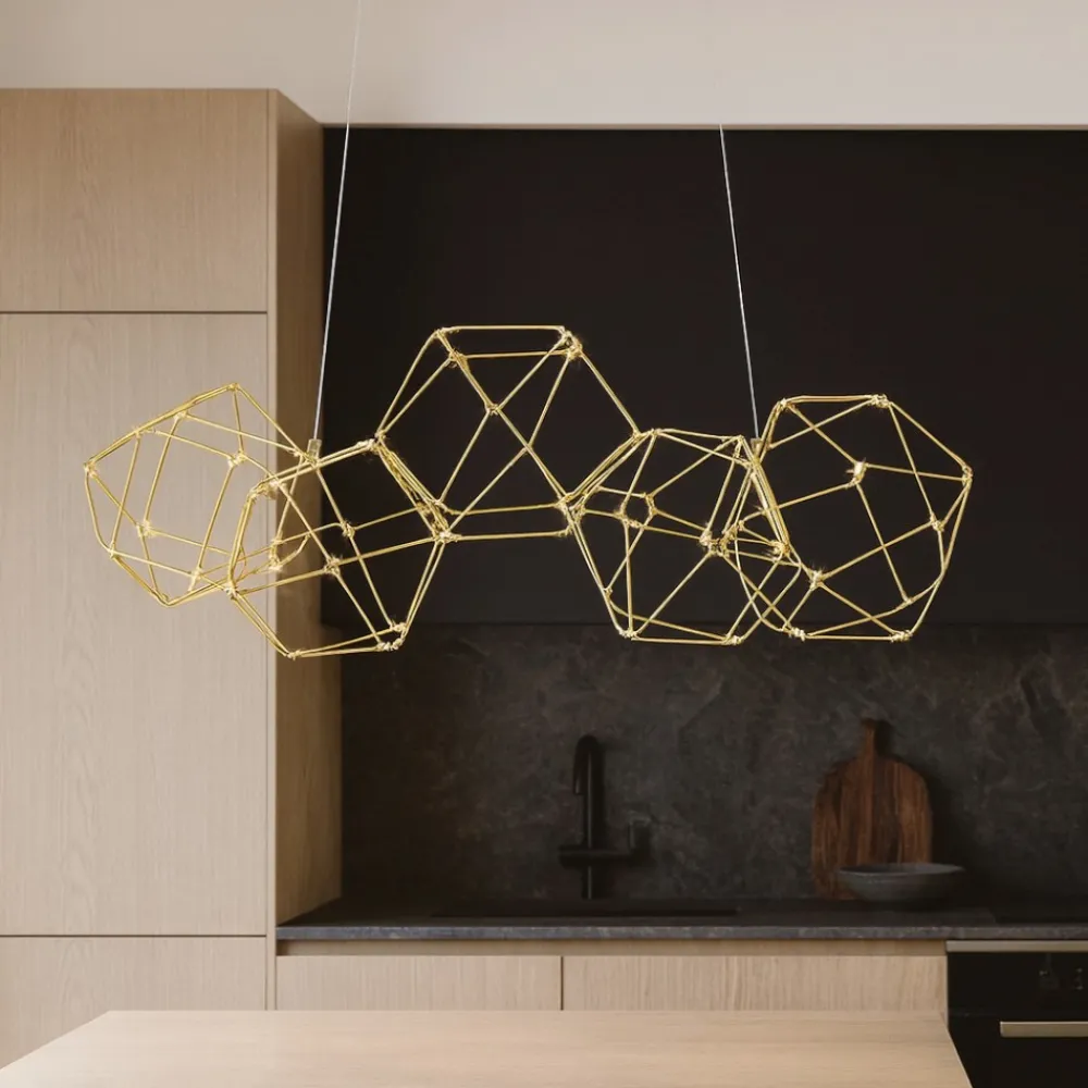 Lampadari Cucina-Selezionato da Mazzolaluce Lampadario costellazione oro led 22w 3000k per cucina moderna