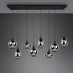 Lampadari Cucina-Selezionato da Mazzolaluce Lampadario cromato da cucina 8 diffusore vetro h150 cm max
