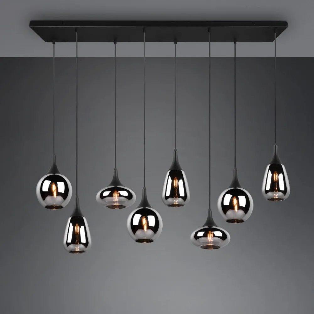 Lampadari Cucina-Selezionato da Mazzolaluce Lampadario cromato da cucina 8 diffusore vetro h150 cm max
