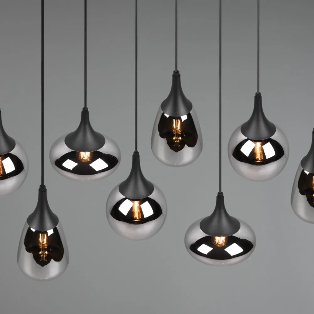 Lampadari Cucina-Selezionato da Mazzolaluce Lampadario cromato da cucina 8 diffusore vetro h150 cm max
