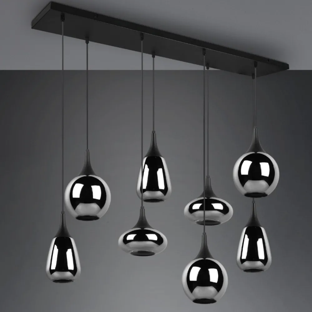 Lampadari Cucina-Selezionato da Mazzolaluce Lampadario cromato da cucina 8 diffusore vetro h150 cm max