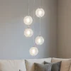 Lampadari Moderni-Selezionato da Mazzolaluce Lampadario cromo cascata 5 sfere vetro led 3200k dimmerabile