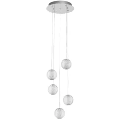 Lampadari Moderni-Selezionato da Mazzolaluce Lampadario cromo cascata 5 sfere vetro led 3200k dimmerabile
