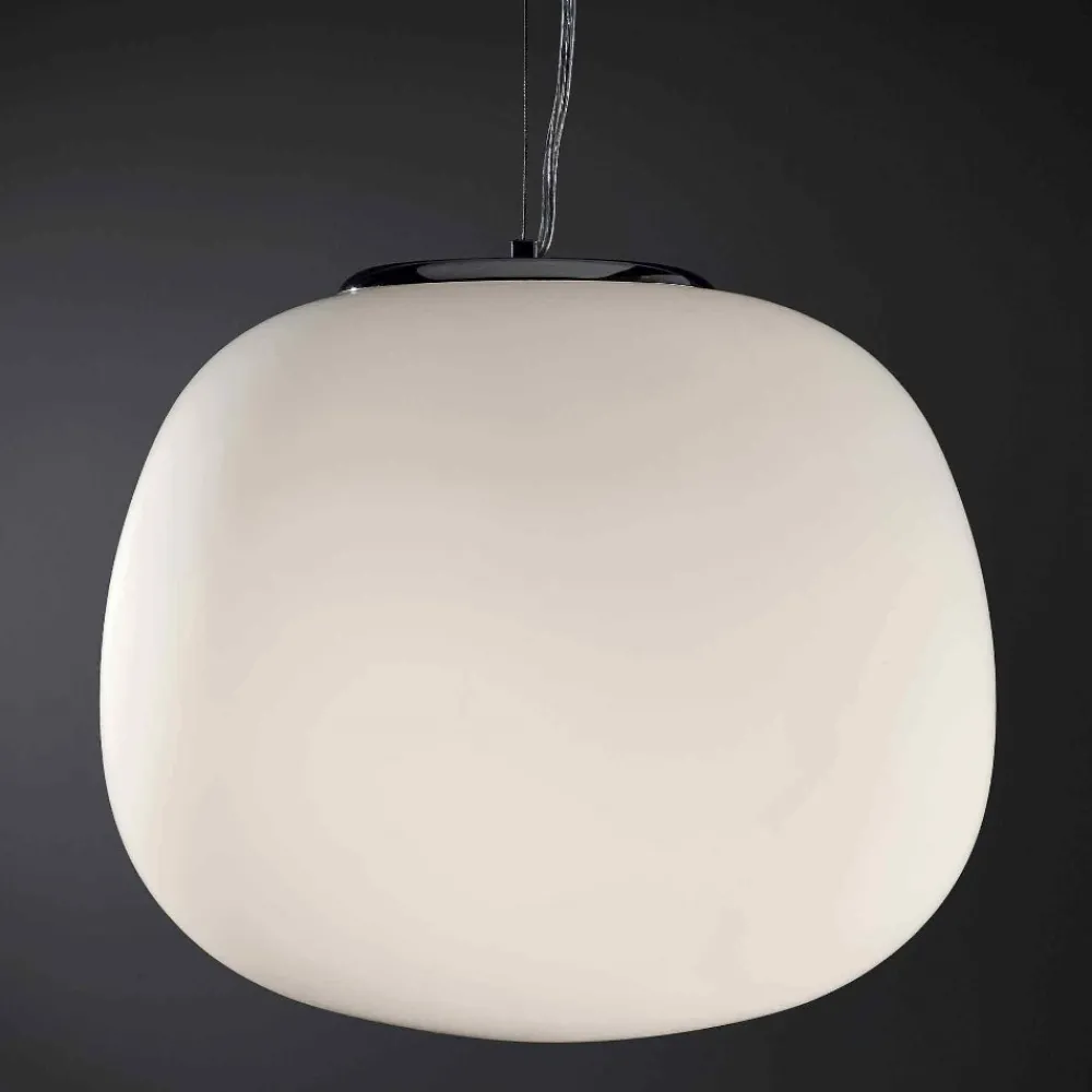 Lampadari Cucina-Selezionato da Mazzolaluce Lampadario cucina moderna boccia 19cm vetro bianco