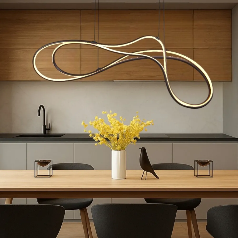 Lampadari Cucina-Selezionato da Mazzolaluce Lampadario cucina moderna led 57w da 2300k a 4000k nero