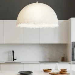 Lampadari Cucina-Selezionato da Mazzolaluce Lampadario cupola bianca 60cm fibra di vetro per cucina moderna