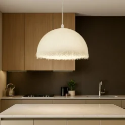 Lampadari Cucina-Selezionato da Mazzolaluce Lampadario cupola bianca 40cm in fibra di vetro per cucina