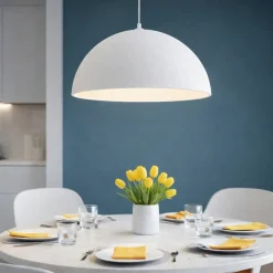 Lampadari Cucina-Selezionato da Mazzolaluce Lampadario cupola 50cm bianca effetto pietra per cucina