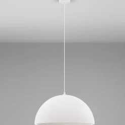 Lampadari Cucina-Selezionato da Mazzolaluce Lampadario cupola 50cm bianca effetto pietra per cucina