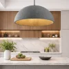 Lampadari Cucina-Selezionato da Mazzolaluce Lampadario cupola 50cm effetto pietra grigio antracite per cucina