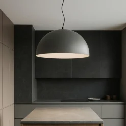 Lampadari Cucina-Perenz Illuminazione Lampadario cupola 80cm grigio marrone per cucina moderna steel perenz