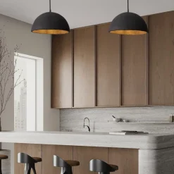 Lampadari Cucina-Selezionato da Mazzolaluce Lampadario cupola 42cm nera cartapesta per cucina moderna