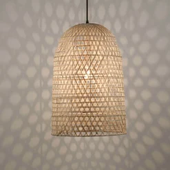 Lampadari Cucina-Selezionato da Mazzolaluce Lampadario cupola 40 cm rattan naturale per sala da pranzo