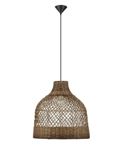 Lampadari Moderni-Selezionato da Mazzolaluce Lampadario cupola di rattan a sospensione marrone per sala da pranzo