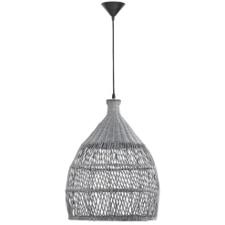 Lampadari Cucina-Selezionato da Mazzolaluce Lampadario cupola di rattan grigio 42 cm per cucina
