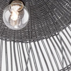 Lampadario Camera Da Letto-Selezionato da Mazzolaluce Lampadario cupola di rattan grigio 46 cm per camera da letto