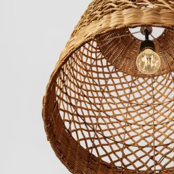 Lampadari Moderni-Selezionato da Mazzolaluce Lampadario cupola di rattan miele intrecciato 41 cm per sala da pranzo
