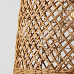Lampadari Moderni-Selezionato da Mazzolaluce Lampadario cupola di rattan miele intrecciato 41 cm per sala da pranzo