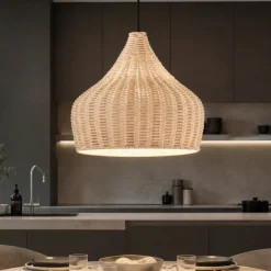 Lampadari Cucina-Selezionato da Mazzolaluce Lampadario cupola di rattan naturale per cucina