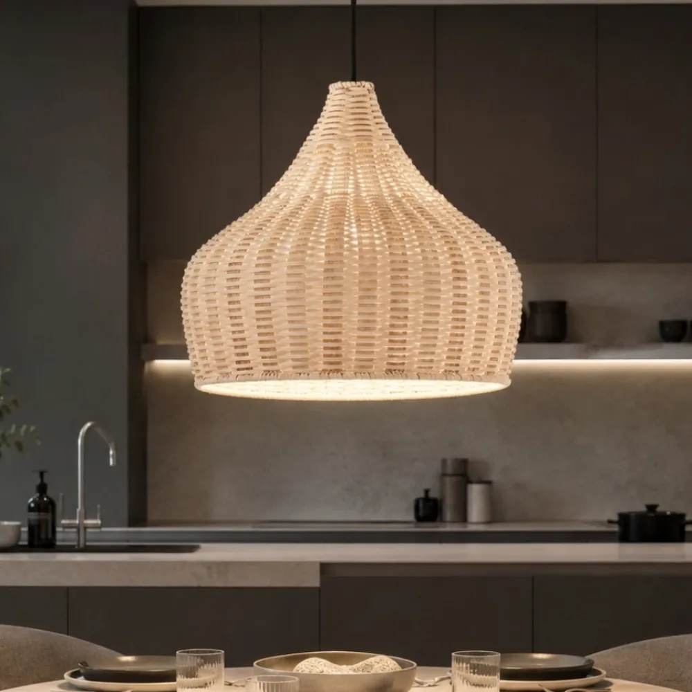 Lampadari Cucina-Selezionato da Mazzolaluce Lampadario cupola di rattan naturale per cucina