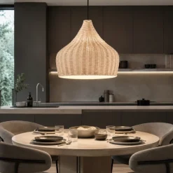 Lampadari Cucina-Selezionato da Mazzolaluce Lampadario cupola di rattan naturale per cucina