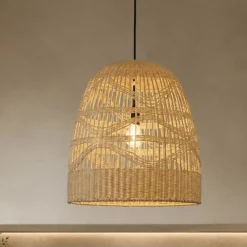 Lampadari Cucina-Selezionato da Mazzolaluce Lampadario cupola di rattan naturale 46 cm per cucina