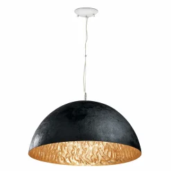 Lampadari Moderni-Selezionato da Mazzolaluce Lampadario cupola esterno nero interno oro martellato