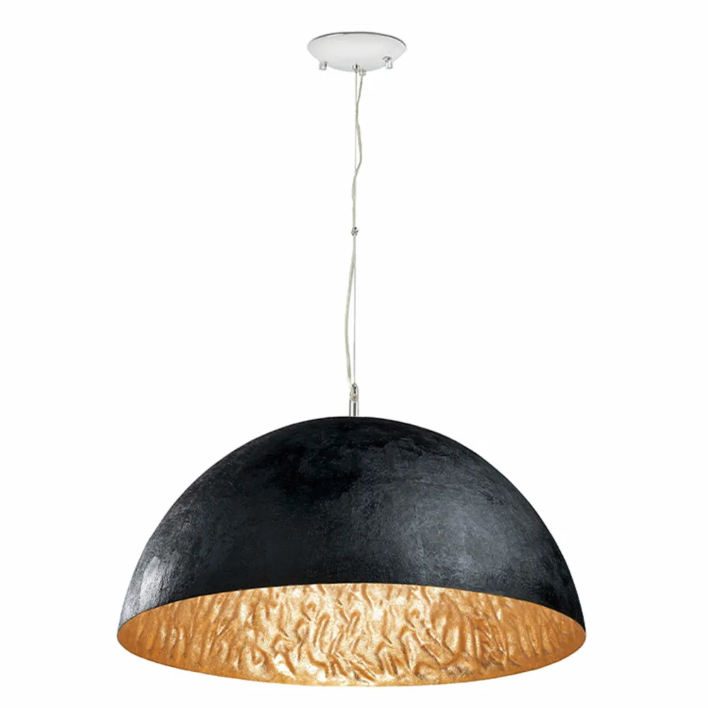 Lampadari Moderni-Selezionato da Mazzolaluce Lampadario cupola esterno nero interno oro martellato