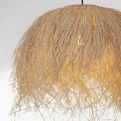 Lampadari Cucina-Selezionato da Mazzolaluce Lampadario cupola fili di rattan naturale per tavolo sala da cucina