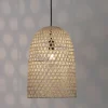 Lampadari Moderni-Selezionato da Mazzolaluce Lampadario cupola in rattan naturale 30 cm