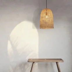 Lampadari Moderni-Selezionato da Mazzolaluce Lampadario cupola in rattan naturale 30 cm