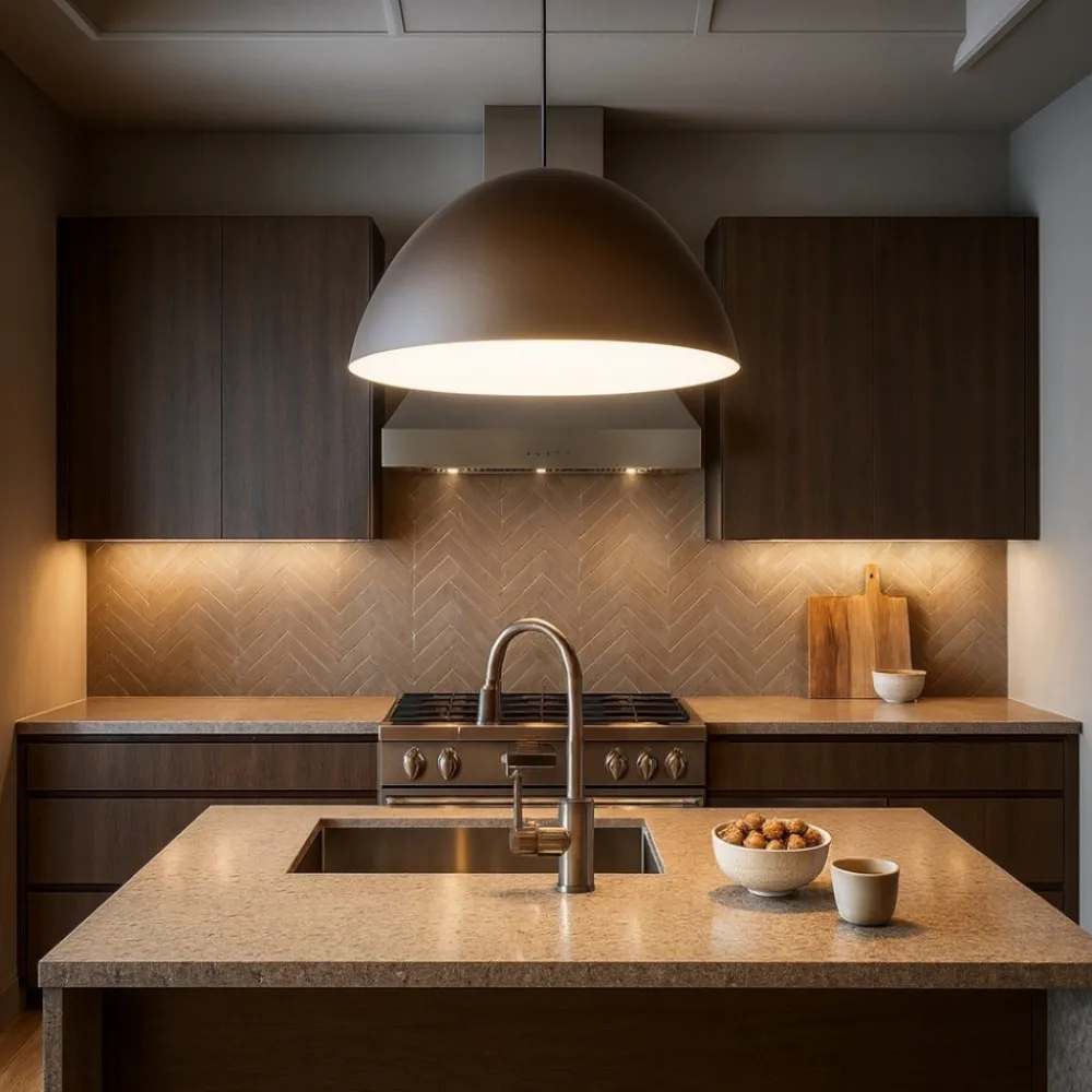 Lampadari Cucina-Selezionato da Mazzolaluce Lampadario cupola marrone 50cm per cucina